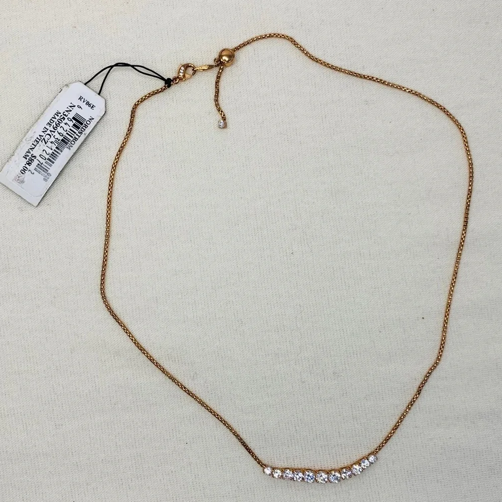 Nadri Rose Gold Pave Necklace Tennis Choker - Picture 8 of 12